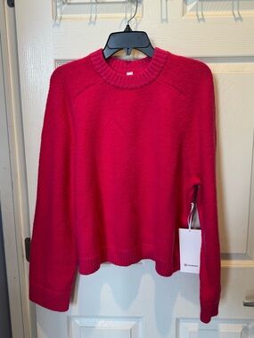 lululemon Women's Brushed Cotton Merino Crewneck Sweater - Vibrant Pink NWT
